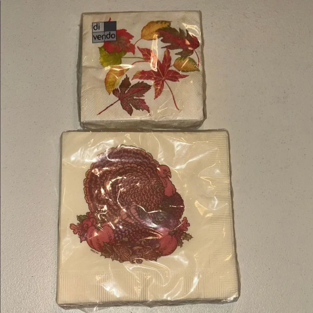 Vintage Fall Leaves and Turkey Napkins